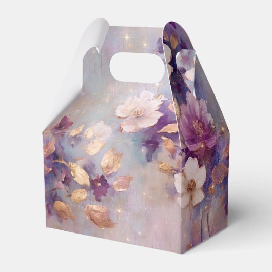 白フェミニン釉薬金ゴールド紫フローラ フェイバーボックス (正面サイド)