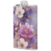 白フェミニン釉薬金ゴールド紫フローラ フラスク (左)