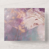 白フェミニン金ゴールド紫フローラ オールインワン招待状 (裏面)