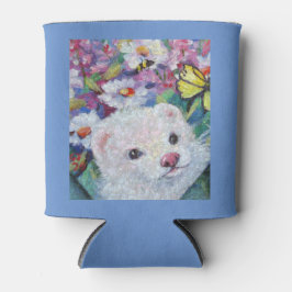 白フェレット&フラワーズクーラーボックス 缶クーラー