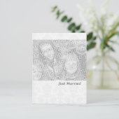 白フォーマルたった今結婚しました 案内ポストカード (スタンド正面)