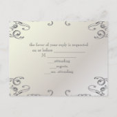 白フォーマルエレガントヴィンテージ結婚式RSVP インビテーションポストカード (裏面)
