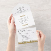 白フォーマル金ゴールドレーフェイクザーカットエッ結婚ジ オールインワン招待状 (貼ってはがせる)