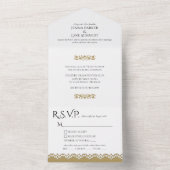 白フォーマル金ゴールドレーフェイクザーカットエッ結婚ジ オールインワン招待状 (内側)