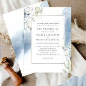白フォーマル青淡い色のフローラ水結婚色 招待状