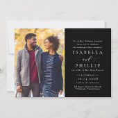 白フォーマル黒エレガント写結婚物 招待状 (正面)