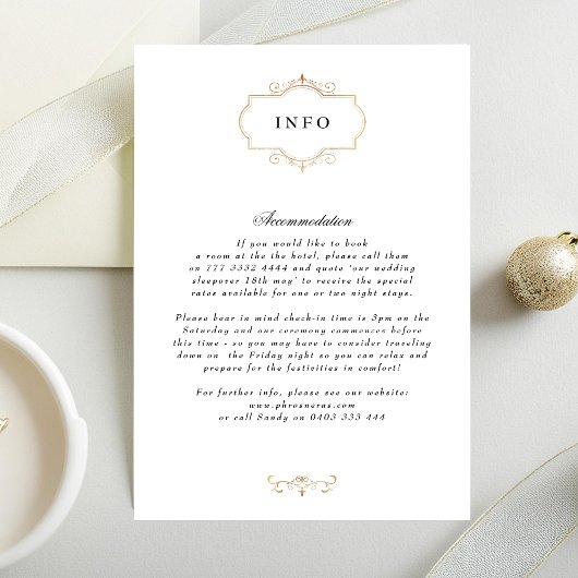 白フォーマル黒金ゴールドクレスト結婚モノグラム エンクロージャーカード