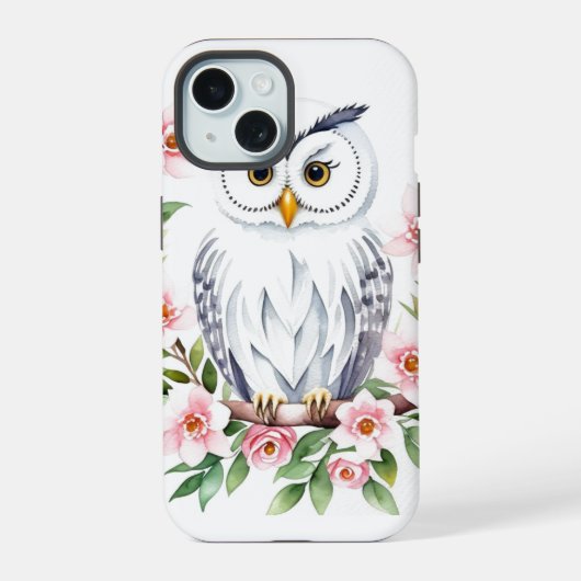 白フクロウの赤ちゃん iPhone 15ケース (裏面)