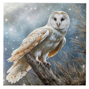 白フクロウ神秘的な美しさ タイル