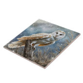 白フクロウ神秘的な美しさ タイル (側面)