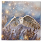 白フクロウ神秘的な飛行中の魔法ファンタジー タイル (正面)