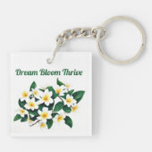 白フランギパニ水彩花 キーホルダー (裏面)