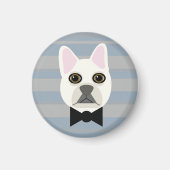 白フランスのブルドッグストライプ選手 マグネット (正面)