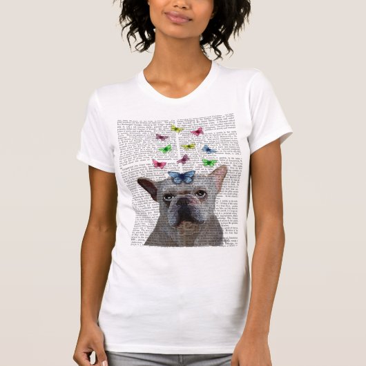 白フランスのブルドッグ Tシャツ (正面)