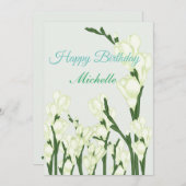 白フリーシアの枝。 シーズンカード (正面/裏面)