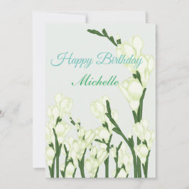 白フリーシアの枝。 シーズンカード