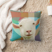 白フレンドリーいヤギカラフルの幾何学的な背景 クッション (ブランケット)