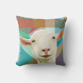 白フレンドリーいヤギカラフルの幾何学的な背景 クッション (正面)
