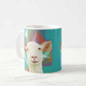 白フレンドリーいヤギカラフルの幾何学的な背景 コーヒーマグカップ (正面左)