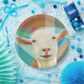 白フレンドリーいヤギカラフルの幾何学的な背景 ペーパープレート (パーティー)