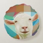 白フレンドリーいヤギカラフルの幾何学的な背景 ラウンドクッション (裏面)