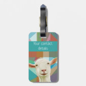 白フレンドリーいヤギカラフルの幾何学的な背景 ラゲッジタグ (裏面縦)