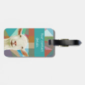 白フレンドリーいヤギカラフルの幾何学的な背景 ラゲッジタグ (裏面横)