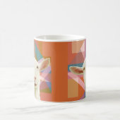 白フレンドリーヤギ幾何カラフルオレンジ コーヒーマグカップ (中央)