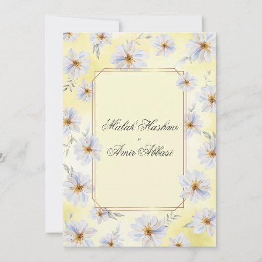 白フローラと黄色イスラム教結婚教徒 招待状 (裏面)