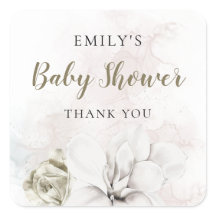 白フローラの女の子または男の子のシャワーありがとう