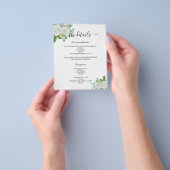 白フローラの緑の結婚式のプログラムの詳細 チラシ (手)