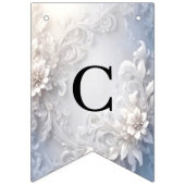 白フローラの花束の旗 バンティングフラッグ (第1の旗)