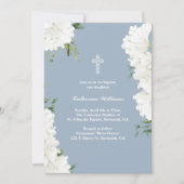 白フローラエレガントダスティブルーバプテスマ 招待状 (正面)