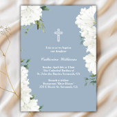 白フローラエレガントダスティブルーバプテスマ 招待状