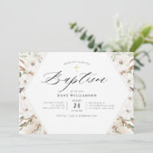 白フローラエレガントパンパ枠洗礼 招待状 (スタンド正面)