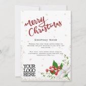 白フローラエレガントベリー雪メリークリスマス シーズンカード (正面)