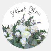 白フローラエレガントラベンダーの緑 ラウンドシール (正面)