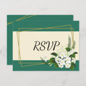 白フローラエレガント幾何図枠rsvp インビテーションポストカード (正面/裏面)