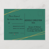 白フローラエレガント幾何図枠rsvp インビテーションポストカード (裏面)