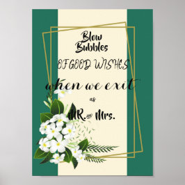 白フローラエレガント幾何学枠 ポスター