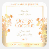 白フローラエレガント製品のパッケージラベル金ゴールド スクエアシール (正面)