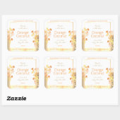 白フローラエレガント製品のパッケージラベル金ゴールド スクエアシール (シート)