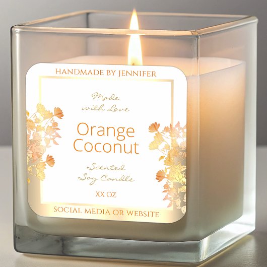 白フローラエレガント製品のパッケージラベル金ゴールド スクエアシール