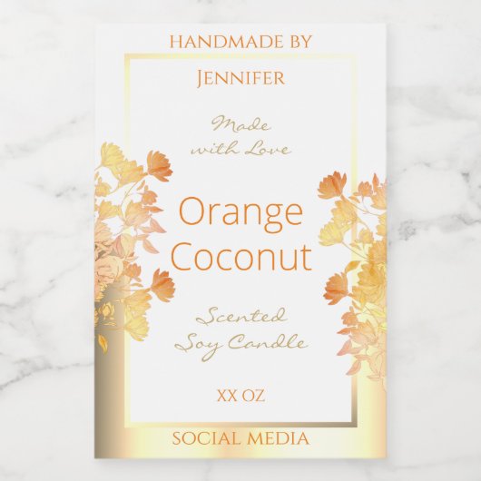 白フローラエレガント製品のパッケージラベル金ゴールド フードラベル (シングルラベル)