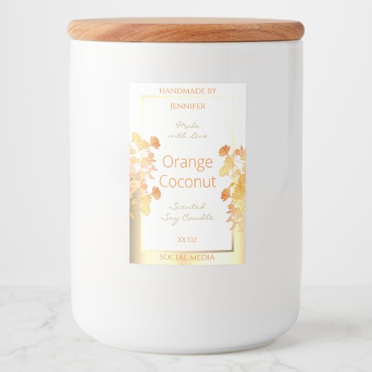 白フローラエレガント製品のパッケージラベル金ゴールド フードラベル (正面)