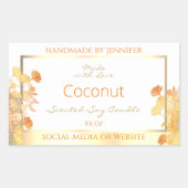 白フローラエレガント製品のパッケージラベル金ゴールド 長方形シール (正面)