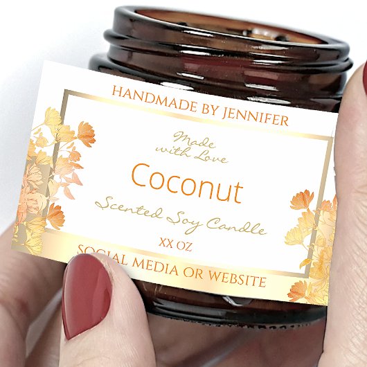 白フローラエレガント製品のパッケージラベル金ゴールド 長方形シール