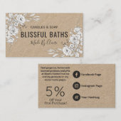 白フローラオンクラフト手製石鹸アンドロウソク 名刺 (正面/裏面)