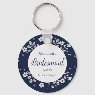 白フローラキーチェーン キーホルダー