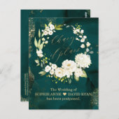 白フローラグリーン金ゴールド計画の結婚変更 ポストカード (正面/裏面)
